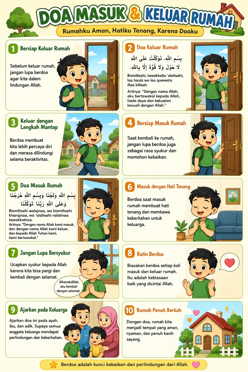 [PROMO] Poster Doa Masuk & Keluar Rumah Stiker Dinding Waterproof Kualitas Premium Pajangan Islami