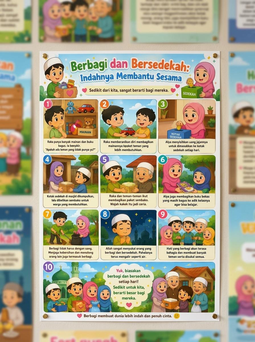 Hiasan Dinding Poster Islami Berbagi & Sedekah Wall Decor Pajangan Rumah Minimalis