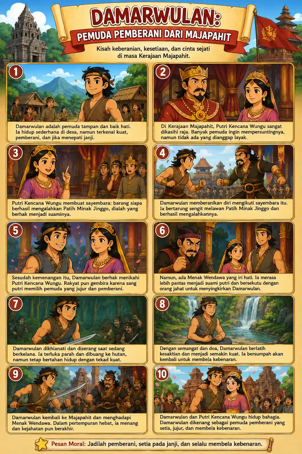 Hiasan Dinding Poster Damarwulan Majapahit Ukuran A3+ Dekorasi Kamar Estetik Kualitas HD