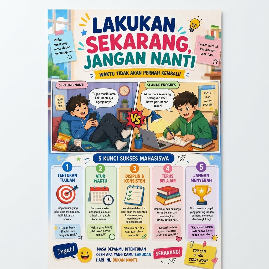 Poster Hiasan Dinding Motivasi Kerja Lakukan Sekarang Jangan Nanti Dekorasi Dinding Kantor Minimalis