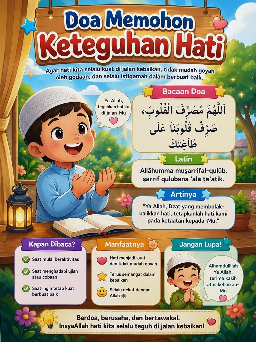 Hiasan Dinding Poster Doa Memohon Keteguhan Hati Aesthetic - Pajangan Islami Dekorasi Kamar Rumah Premium