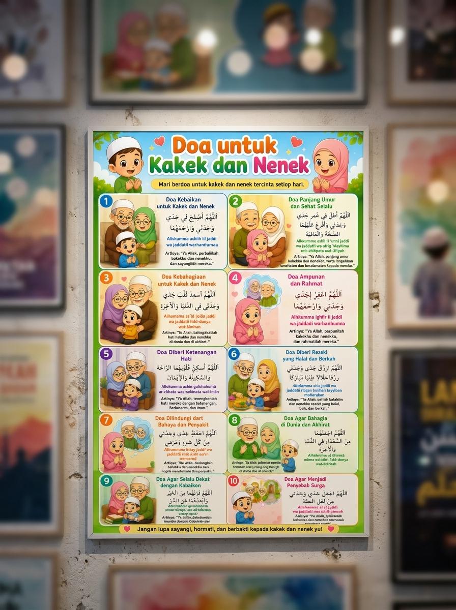 Hiasan Dinding Poster Doa untuk Kakek Nenek Pajangan Rumah Islami Murah