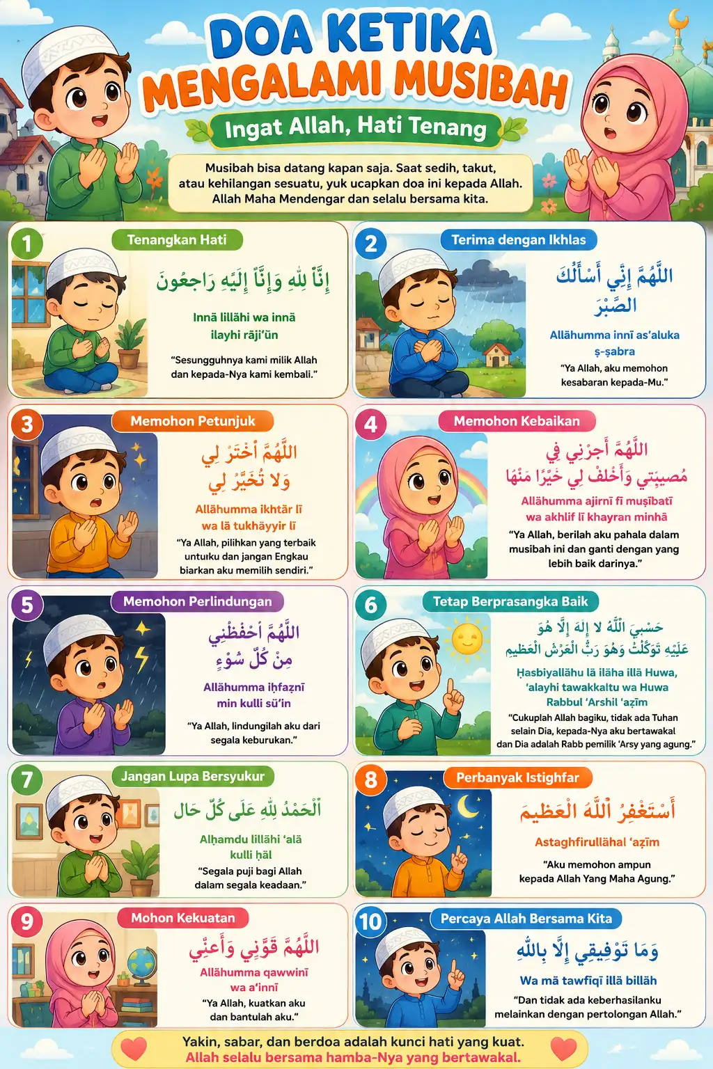 Poster Edukasi Anak Muslim Doa Ketika Mengalami Musibah Hiasan Dinding Islami Aesthetic