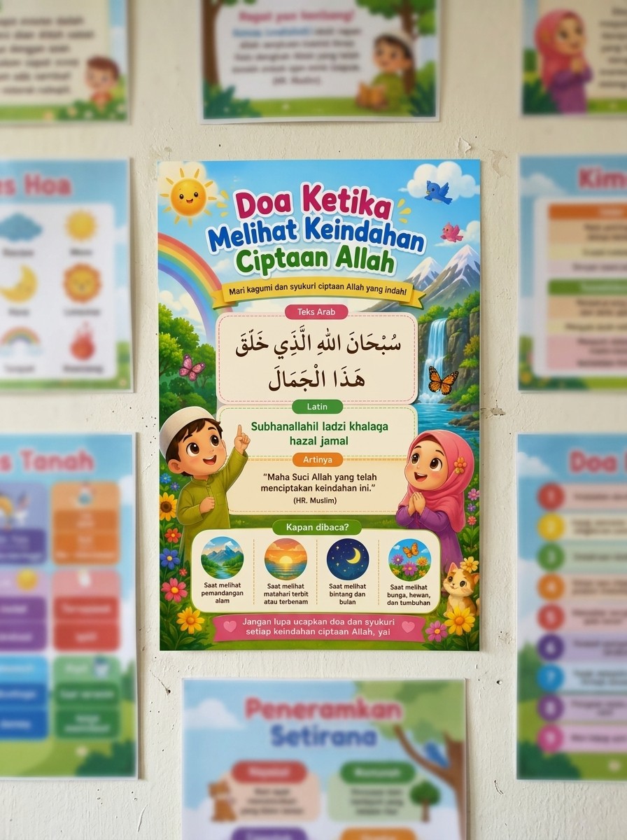 Poster Edukasi Anak Islami Doa Melihat Keindahan Ciptaan Allah - Hiasan Dinding Murah Berkualitas