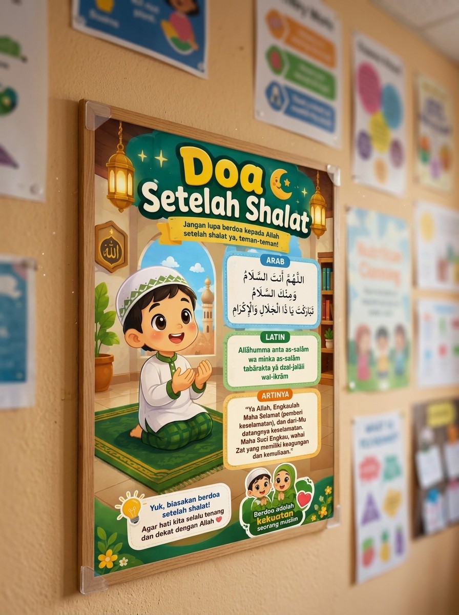 Poster Edukasi Doa Setelah Shalat Dzikir Pajangan Dinding Islami Wall Decor Aesthetic Minimalis